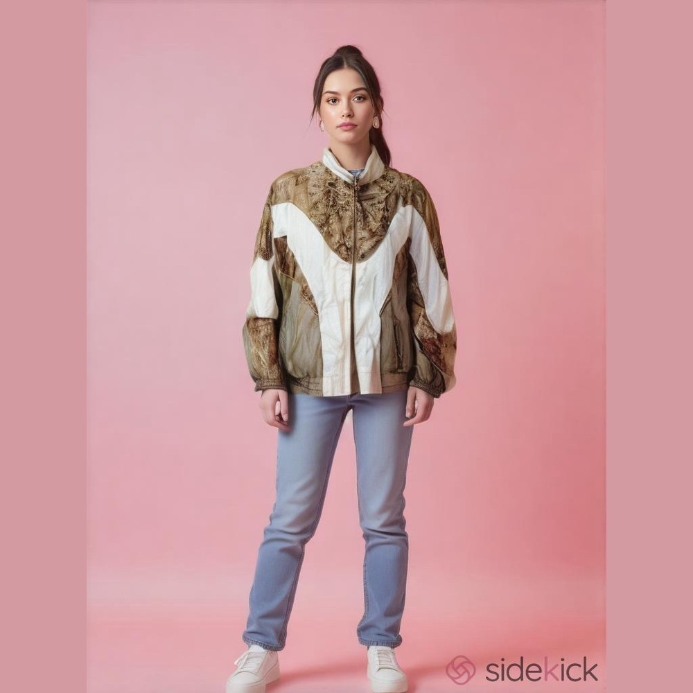 Active Frontier Gold Nylon Bomber Track Jacket XL